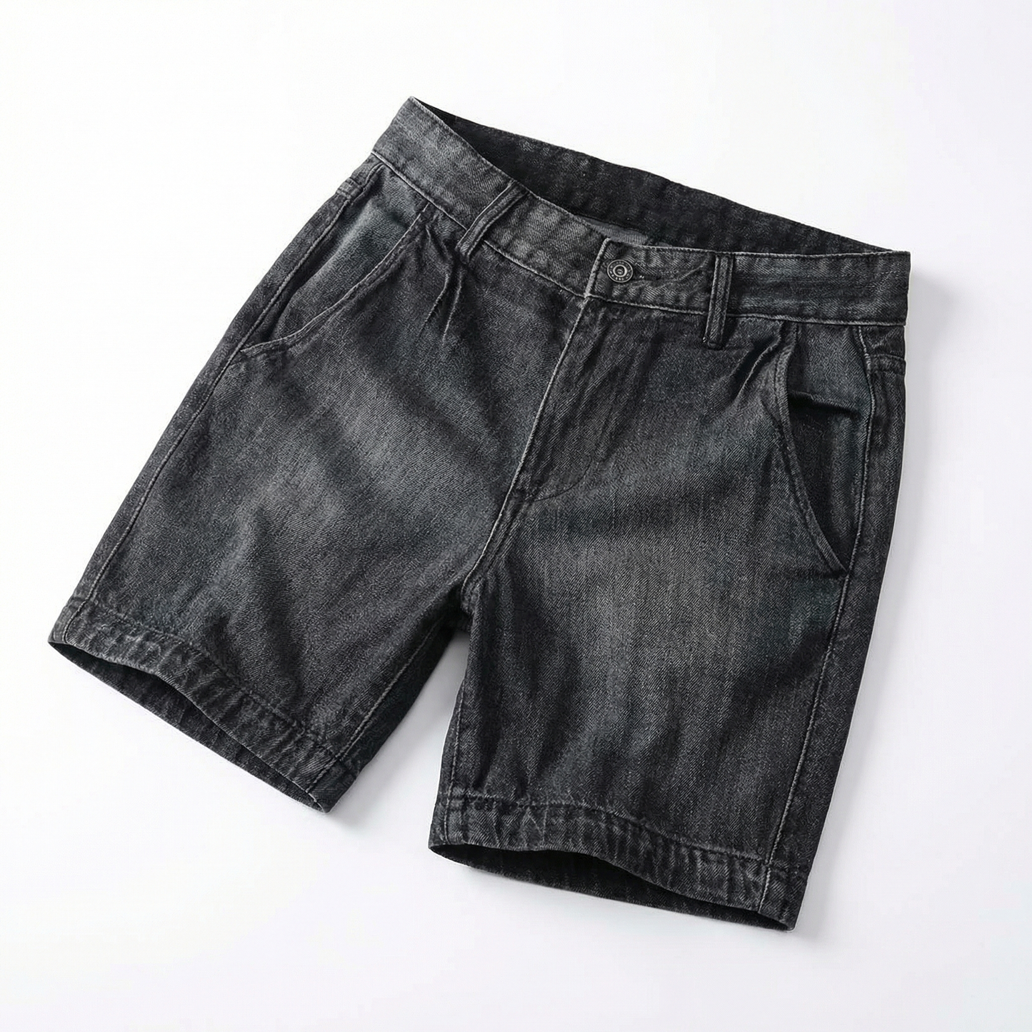 Men Spring Denim Shorts - Black Dark Grey Light Blue - Casual Slim Fit Jean Shorts