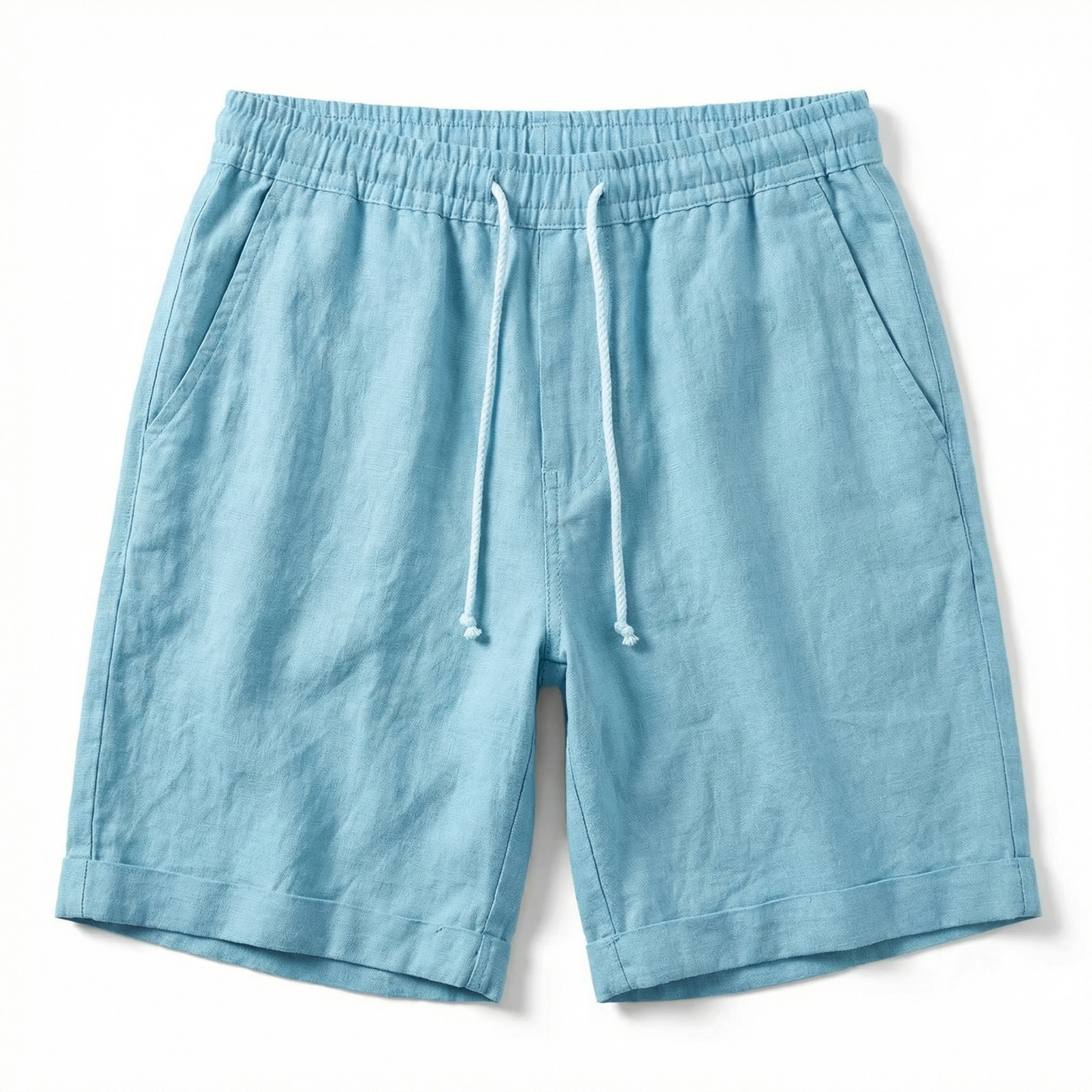 Cotton and Linen Shorts for Men – Summer Lightweight Shorts – Elastic Waist Drawstring Casual Shorts in Black Grey Blue Beige and White