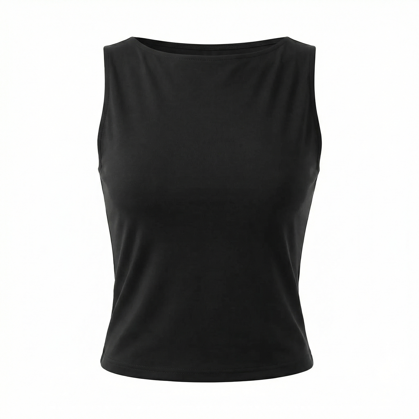 Spring Cotton Boatneck Top - Black Grey Olive White - Women Sleeveless Summer Shirt