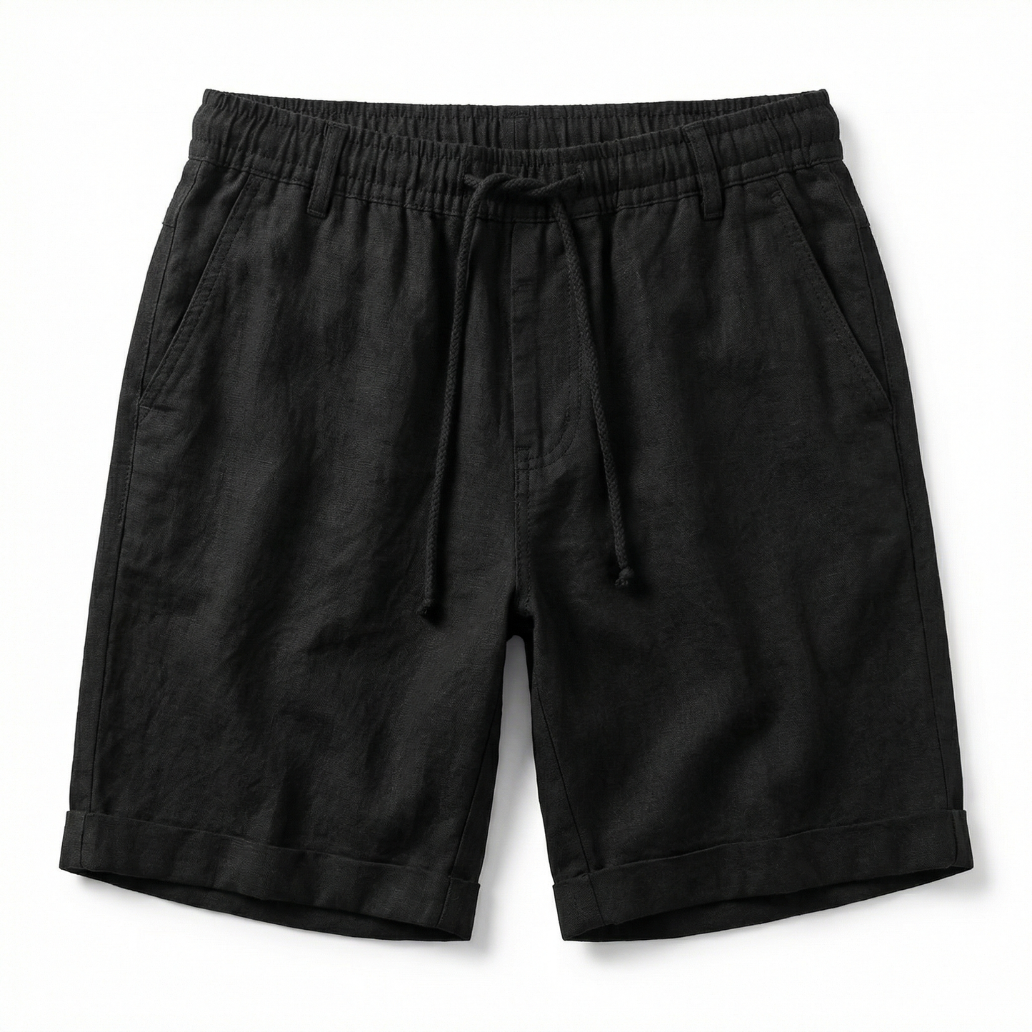 Cotton and Linen Shorts for Men – Summer Lightweight Shorts – Elastic Waist Drawstring Casual Shorts in Black Grey Blue Beige and White