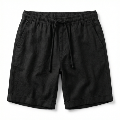 Cotton and Linen Shorts for Men – Summer Lightweight Shorts – Elastic Waist Drawstring Casual Shorts in Black Grey Blue Beige and White