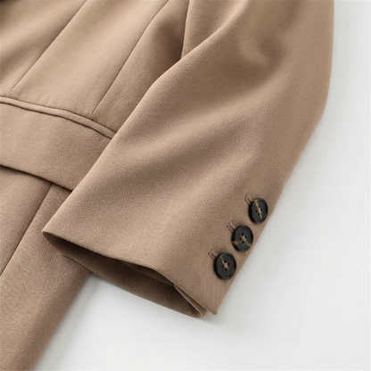 Women’s Spring Tailored Blazer – Single Button Design – Business Casual Office and Everyday Wear in Brown White Black Taupe and Beige