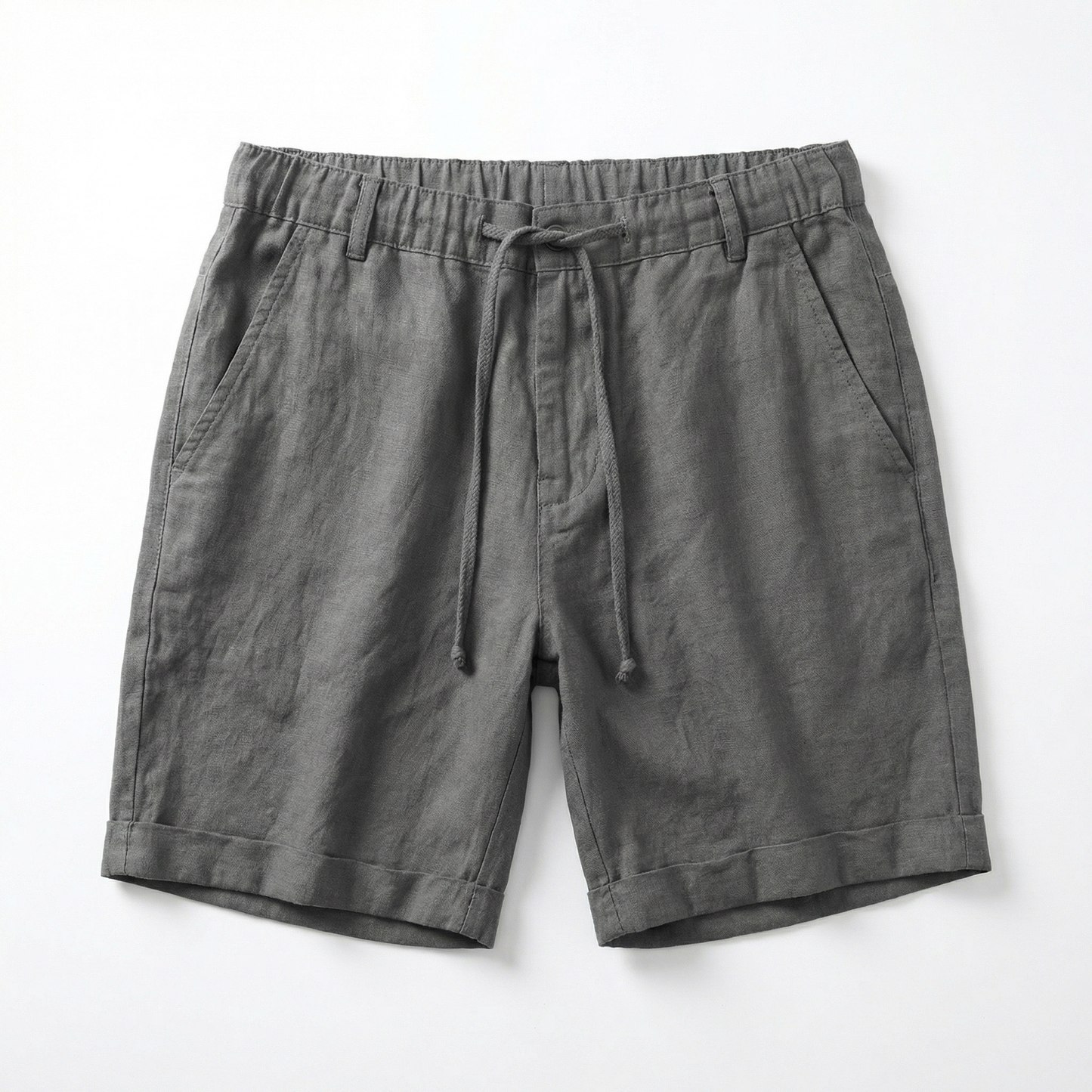 Cotton and Linen Shorts for Men – Summer Lightweight Shorts – Elastic Waist Drawstring Casual Shorts in Black Grey Blue Beige and White