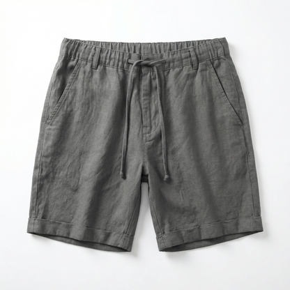Cotton and Linen Shorts for Men – Summer Lightweight Shorts – Elastic Waist Drawstring Casual Shorts in Black Grey Blue Beige and White