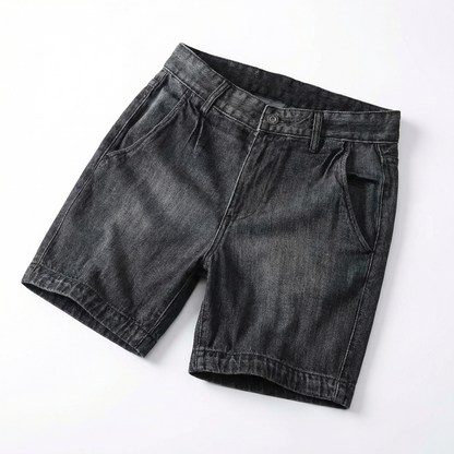 Men Spring Denim Shorts - Black Dark Grey Light Blue - Casual Slim Fit Jean Shorts