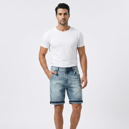 Men Spring Denim Shorts - Black Dark Grey Light Blue - Casual Slim Fit Jean Shorts