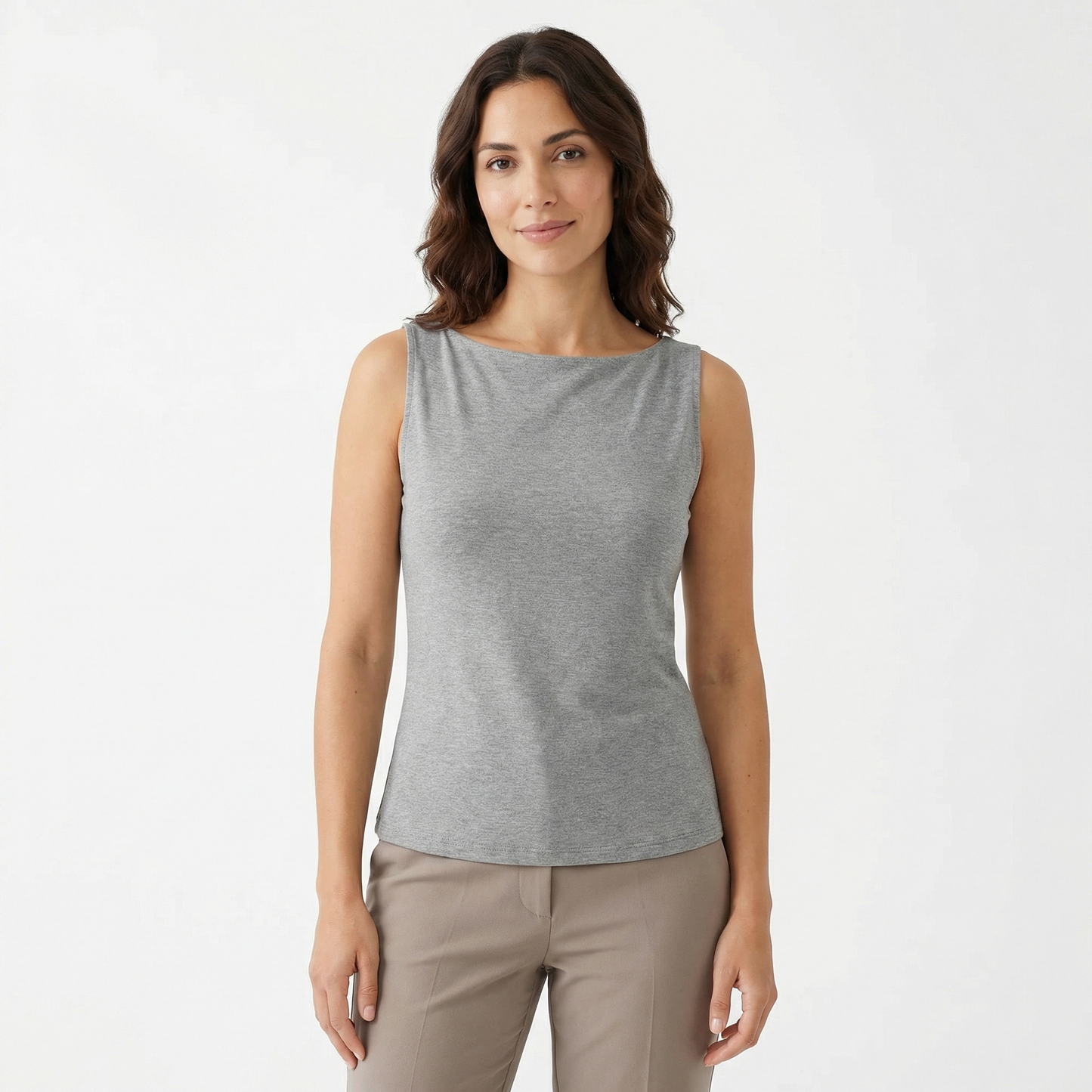 Spring Cotton Boatneck Top - Black Grey Olive White - Women Sleeveless Summer Shirt
