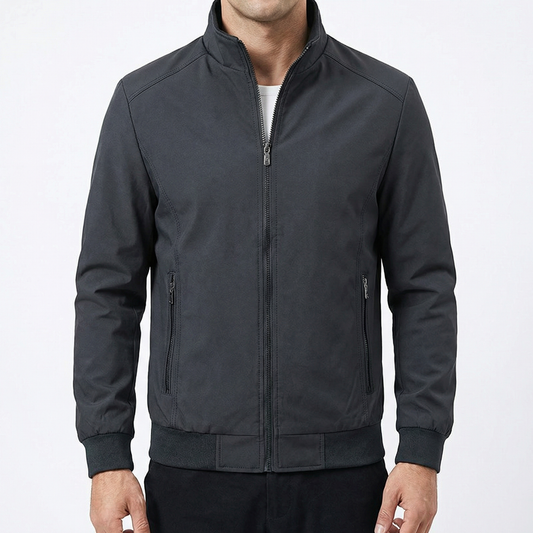 Men Spring Jacket - Lightweight Casual Zip Up Windbreaker – Stand Collar Cotton Blend