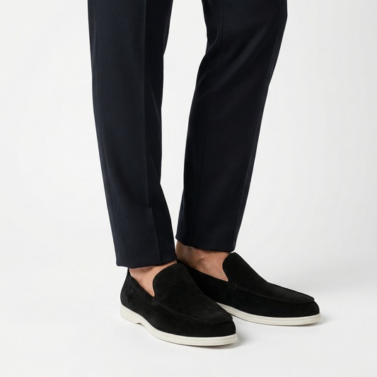 Men Suede Loafers - Spring Casual Slip On Shoes - Lightweight Comfort Smart Casual Shoes - Beige Blue Black