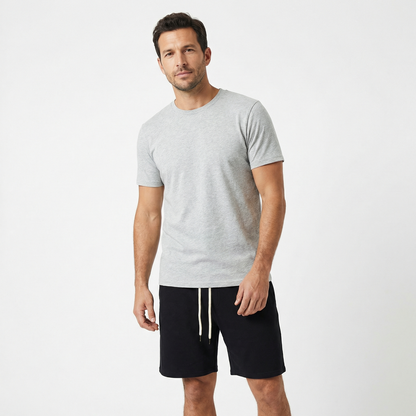 Men’s Cotton Drawstring Shorts – Adjustable Waist – Casual Summer Lounge Wear in Black Grey and Beige