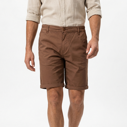 Cotton Shorts for Men – Summer Casual Cotton Shorts – Lightweight Elastic Waist Shorts in Black Navy Brown Grey Green and Beige