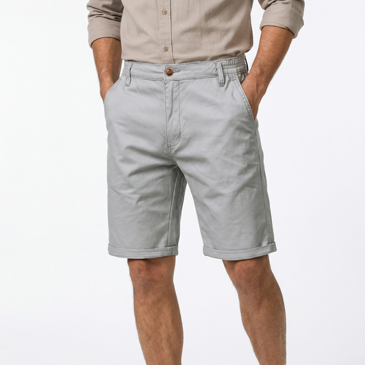 Cotton Shorts for Men – Summer Casual Cotton Shorts – Lightweight Elastic Waist Shorts in Black Navy Brown Grey Green and Beige