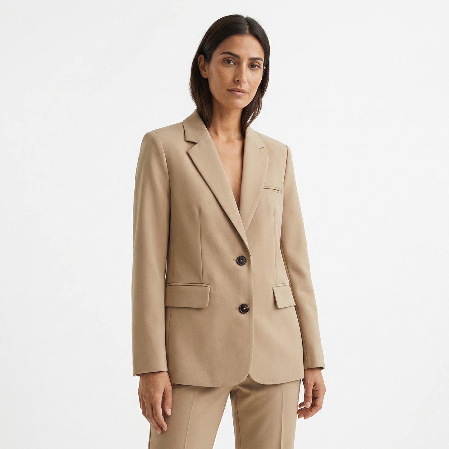 Women’s Spring Tailored Blazer – Single Button Design – Business Casual Office and Everyday Wear in Brown White Black Taupe and Beige