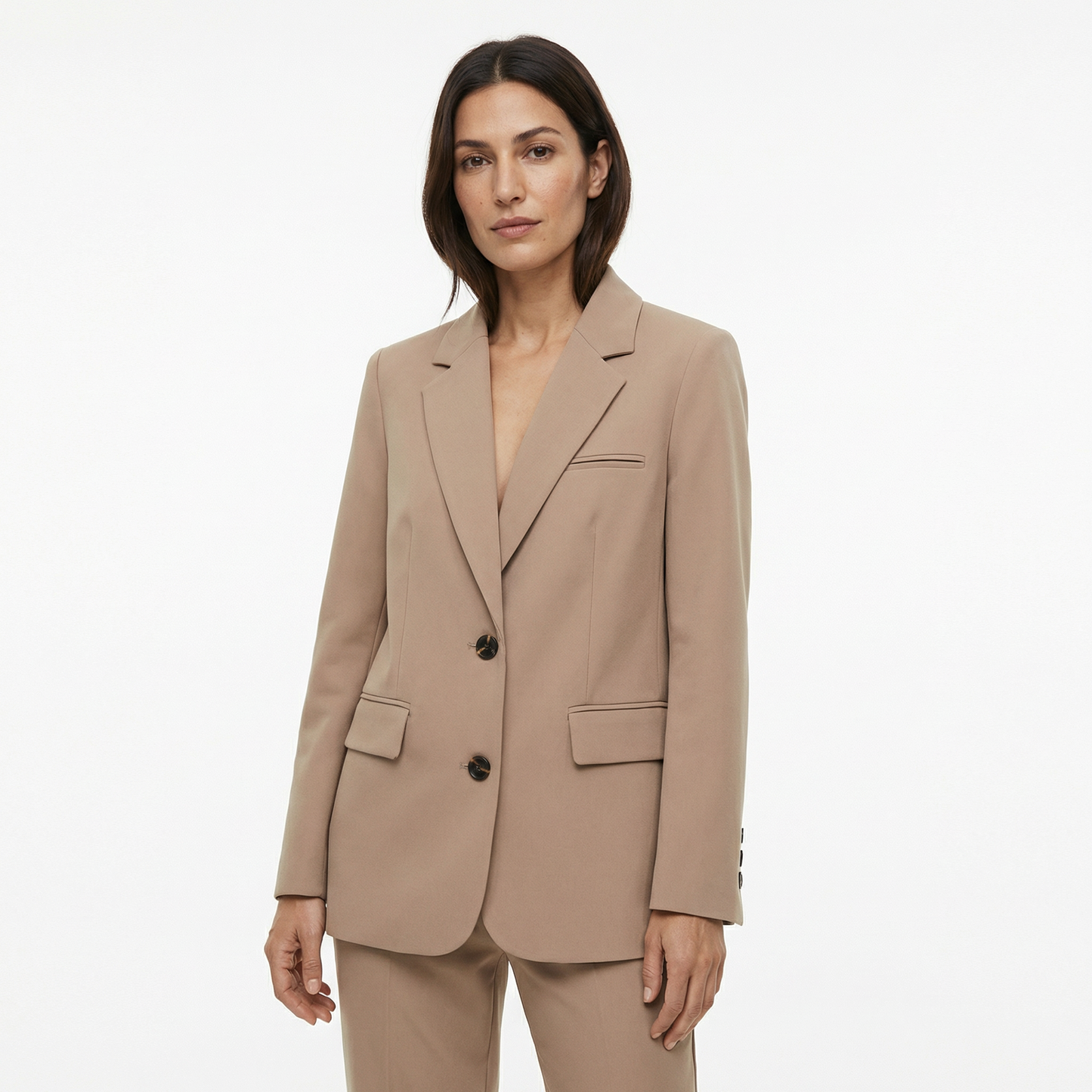 Women’s Spring Tailored Blazer – Single Button Design – Business Casual Office and Everyday Wear in Brown White Black Taupe and Beige