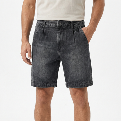 Men Spring Denim Shorts - Black Dark Grey Light Blue - Casual Slim Fit Jean Shorts