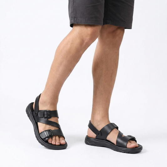 Spring Men Comfort Sandals - Adjustable Buckle Leather Sandals - Casual Outdoor Walking Shoes