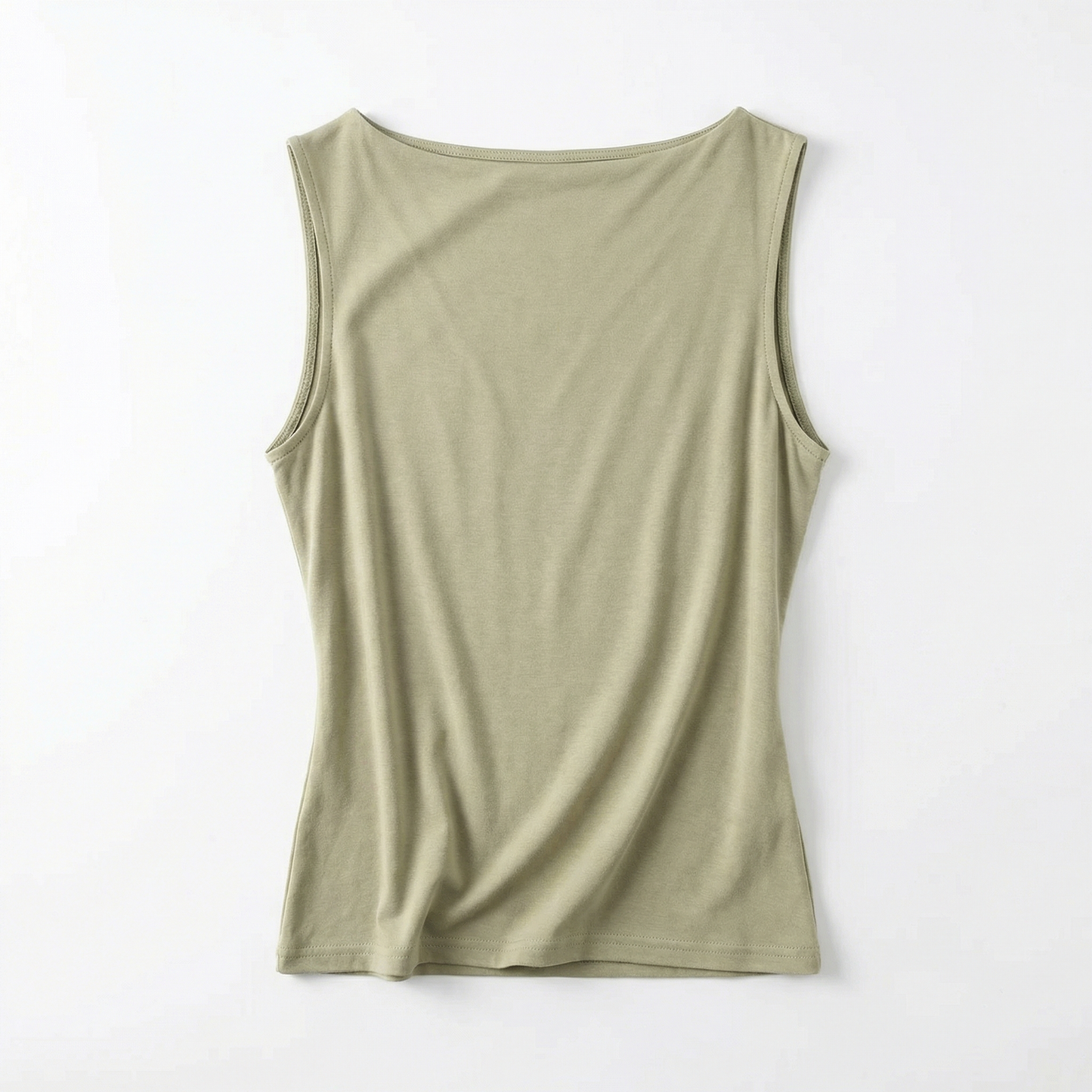 Spring Cotton Boatneck Top - Black Grey Olive White - Women Sleeveless Summer Shirt