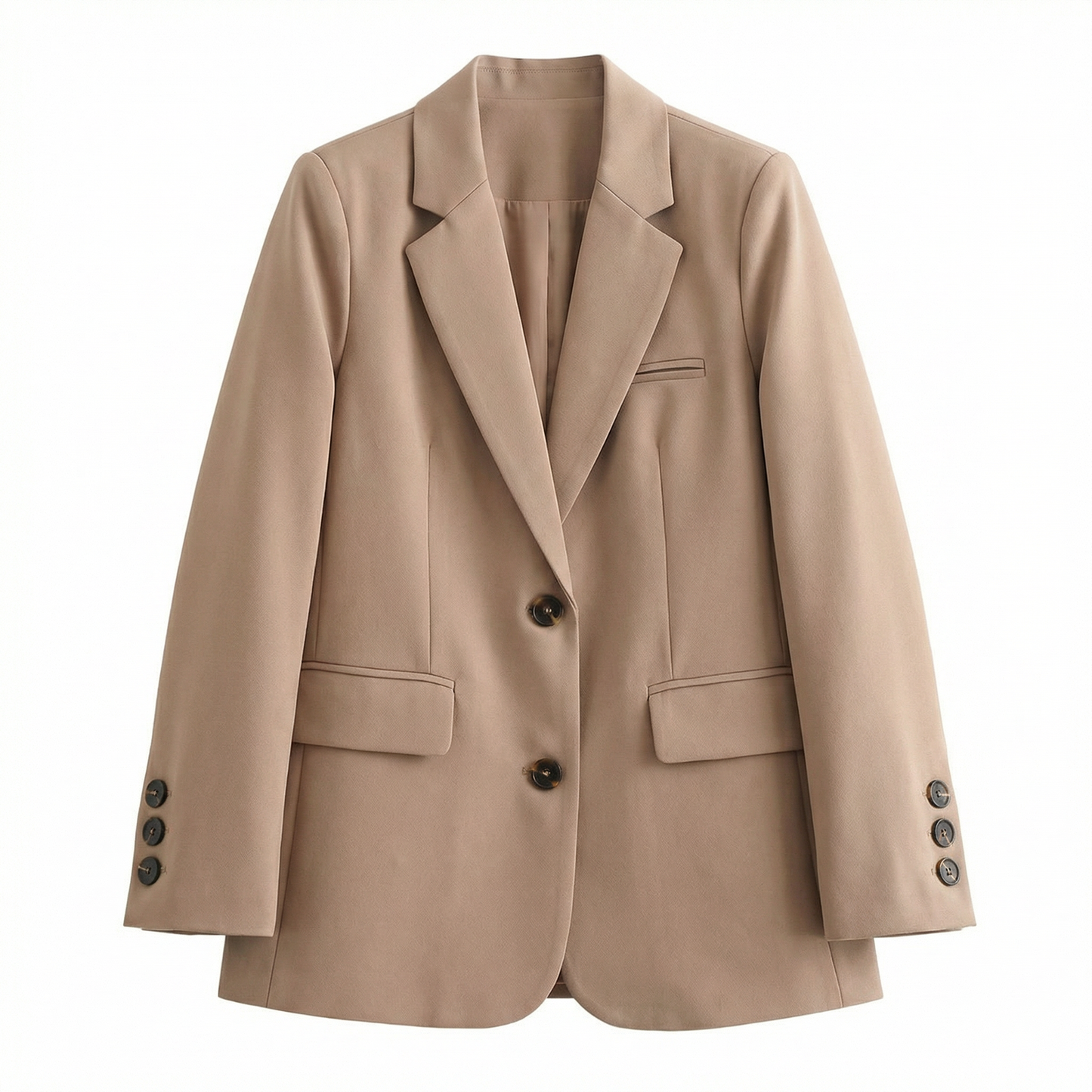 Women’s Spring Tailored Blazer – Single Button Design – Business Casual Office and Everyday Wear in Brown White Black Taupe and Beige