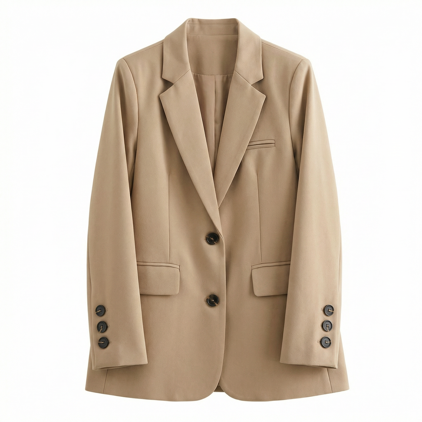 Women’s Spring Tailored Blazer – Single Button Design – Business Casual Office and Everyday Wear in Brown White Black Taupe and Beige