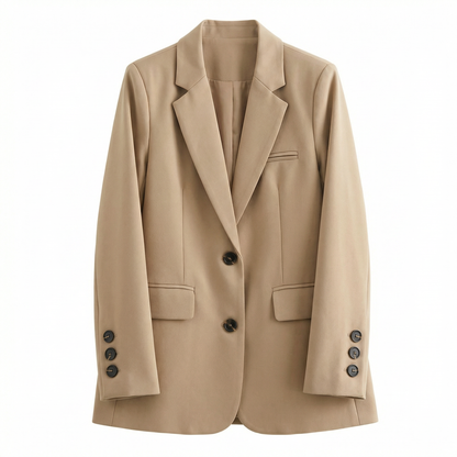 Women’s Spring Tailored Blazer – Single Button Design – Business Casual Office and Everyday Wear in Brown White Black Taupe and Beige