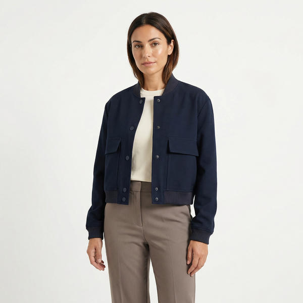 Women’s Spring Jacket – Lightweight Cropped Bomber Style – Casual Everyday Outerwear with Button Closure and Front Pockets