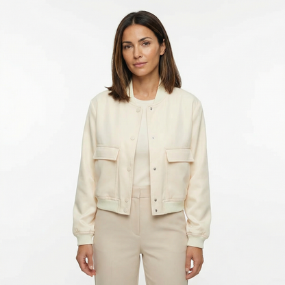 Women’s Spring Jacket – Lightweight Cropped Bomber Style – Casual Everyday Outerwear with Button Closure and Front Pockets