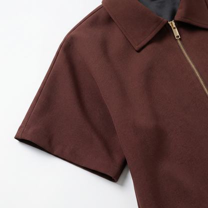 Women’s Spring Jacket – Short Sleeve Zip Jacket – Lightweight Cropped Outerwear in Light Yellow Black Burgundy and White