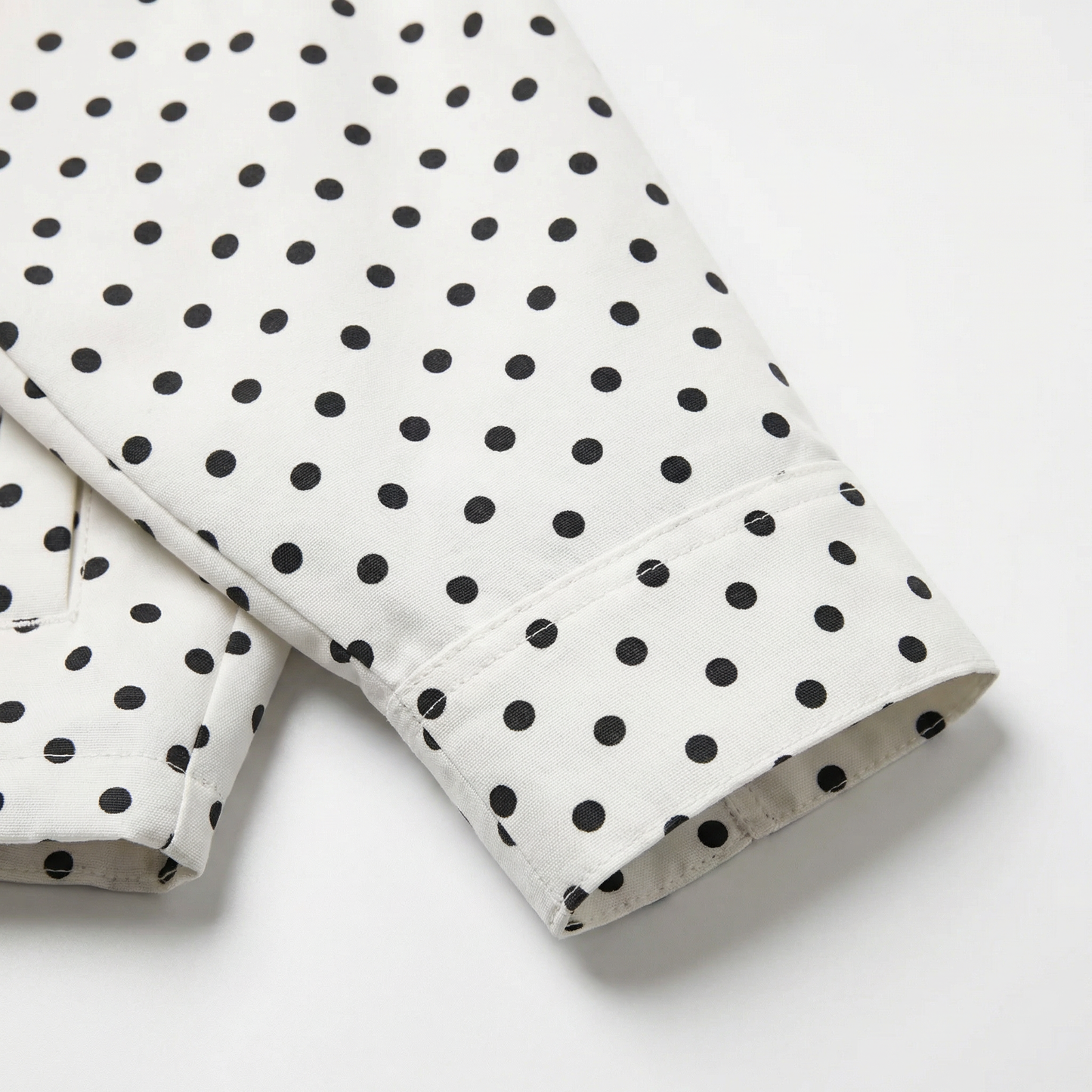 Women’s Polka Dot Cropped Jacket – High Neck Design – Lightweight Spring Layer in White with Black Dots