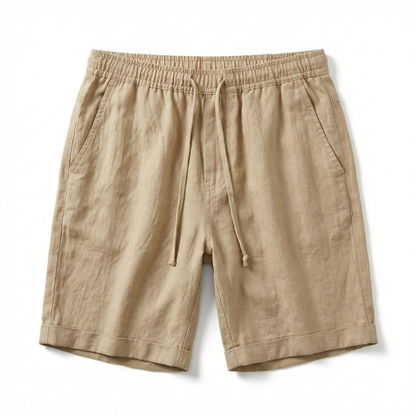 Cotton and Linen Shorts for Men – Summer Lightweight Shorts – Elastic Waist Drawstring Casual Shorts in Black Grey Blue Beige and White