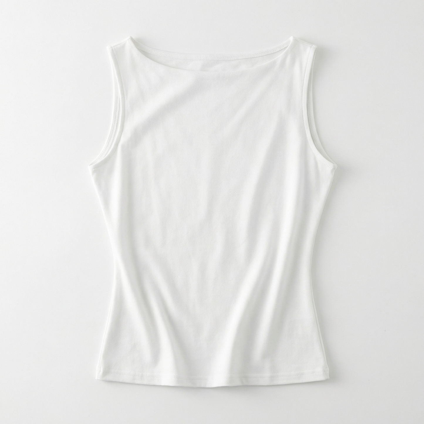 Spring Cotton Boatneck Top - Black Grey Olive White - Women Sleeveless Summer Shirt