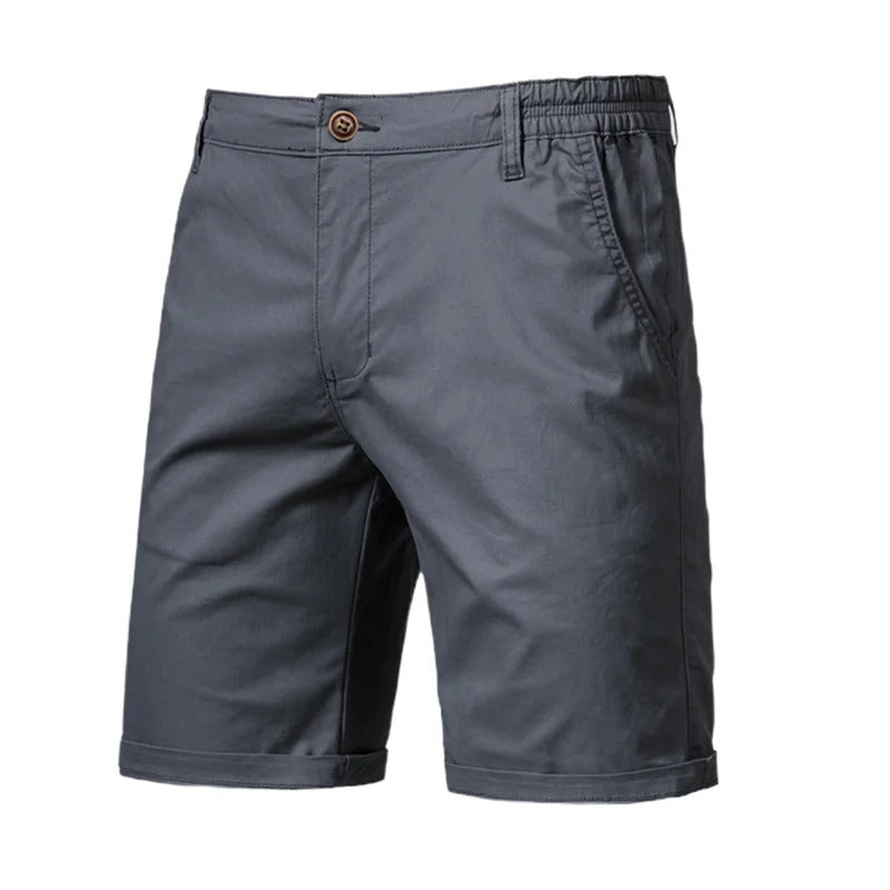 Cotton Shorts for Men – Summer Casual Cotton Shorts – Lightweight Elastic Waist Shorts in Black Navy Brown Grey Green and Beige